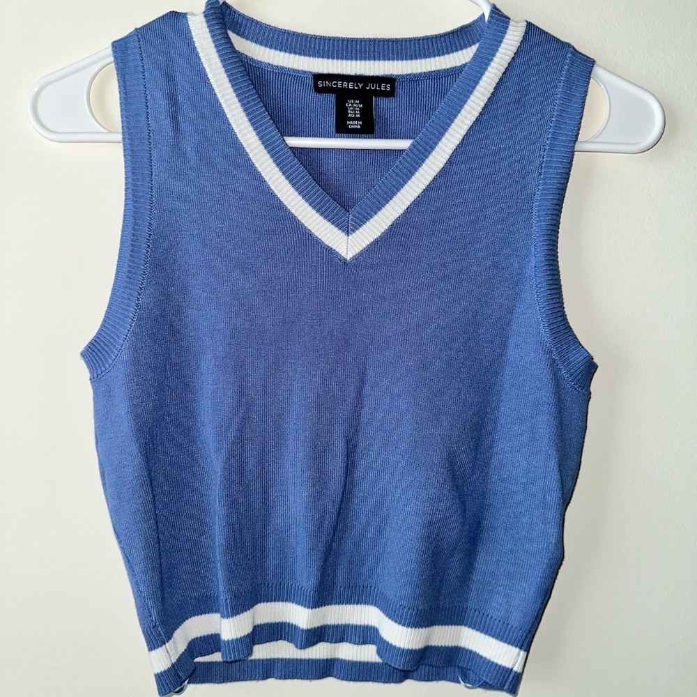 Sincerely Jules Blue and White Knit Tennis Set